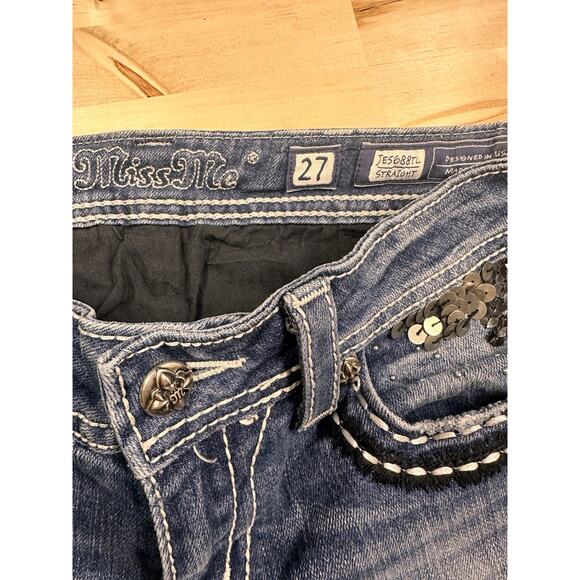 Miss Me Womens Jeans Flare Velvet Stripe Side Size 27 JE5688TL Embellished - Picture 3 of 7